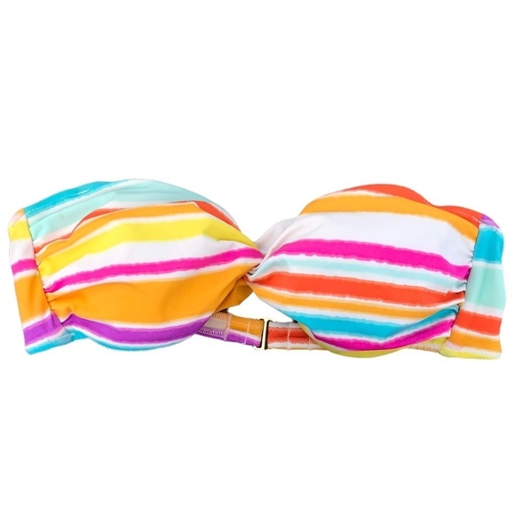 Victoria's Secret Strapless Bikini Swimsuit Top Multi-Color Twist Top Gold - Picture 8 of 8
